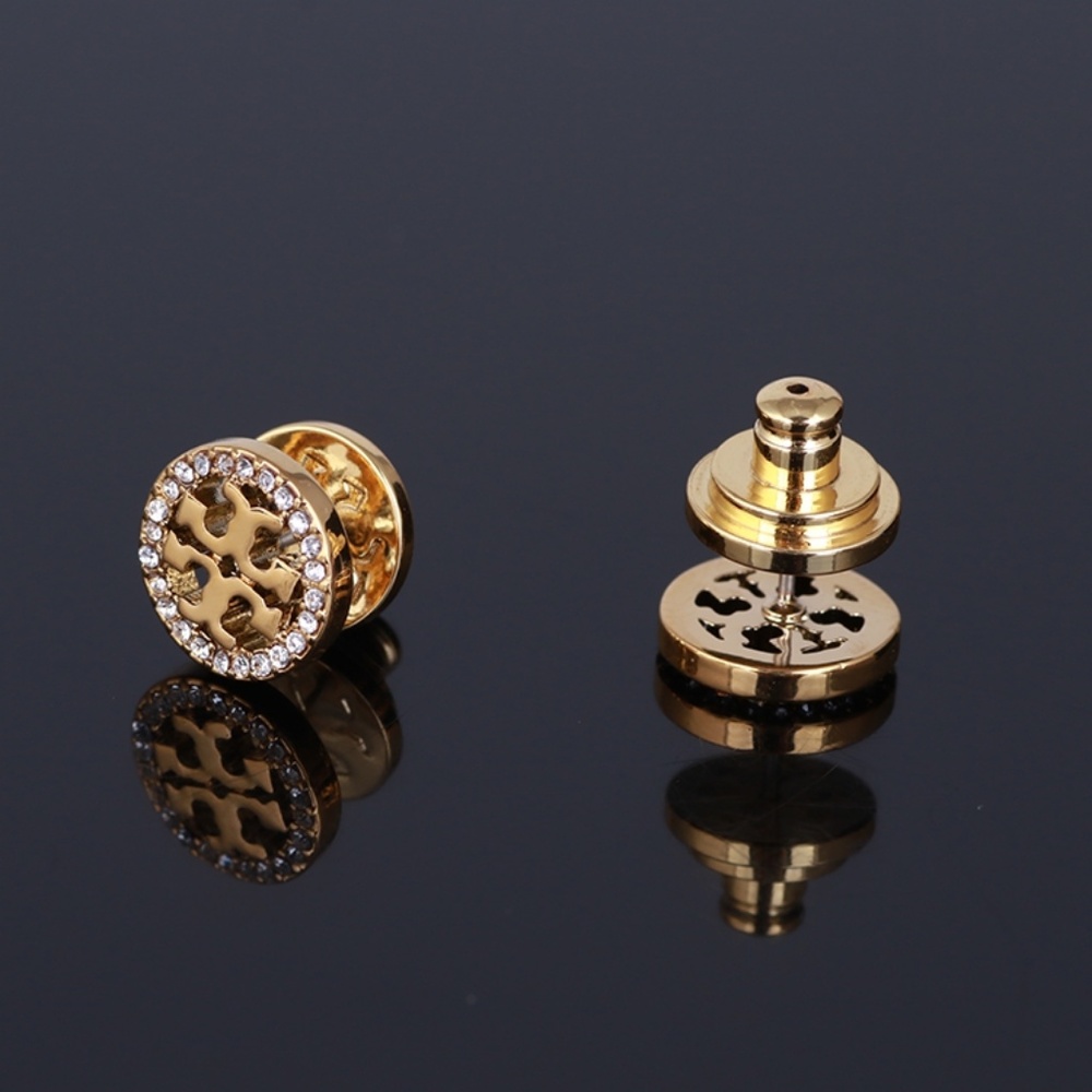 Tory Burch Crystal Logo Circle Stud Earrings $69 - Picture 4 of 5